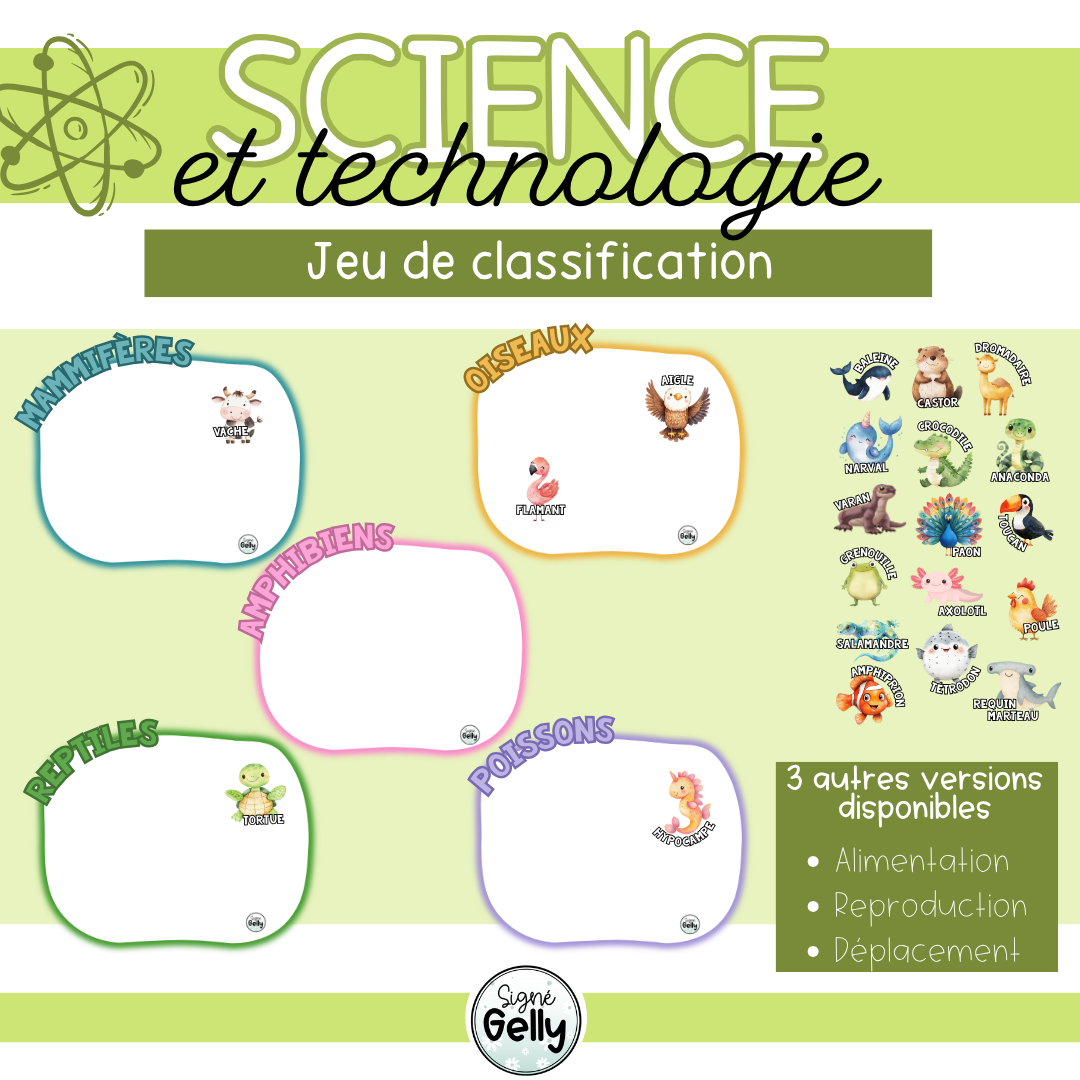 Les animaux - Jeu de classification