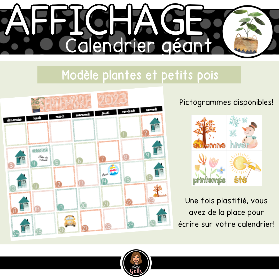 Calendrier géant- Plantes et petits pois