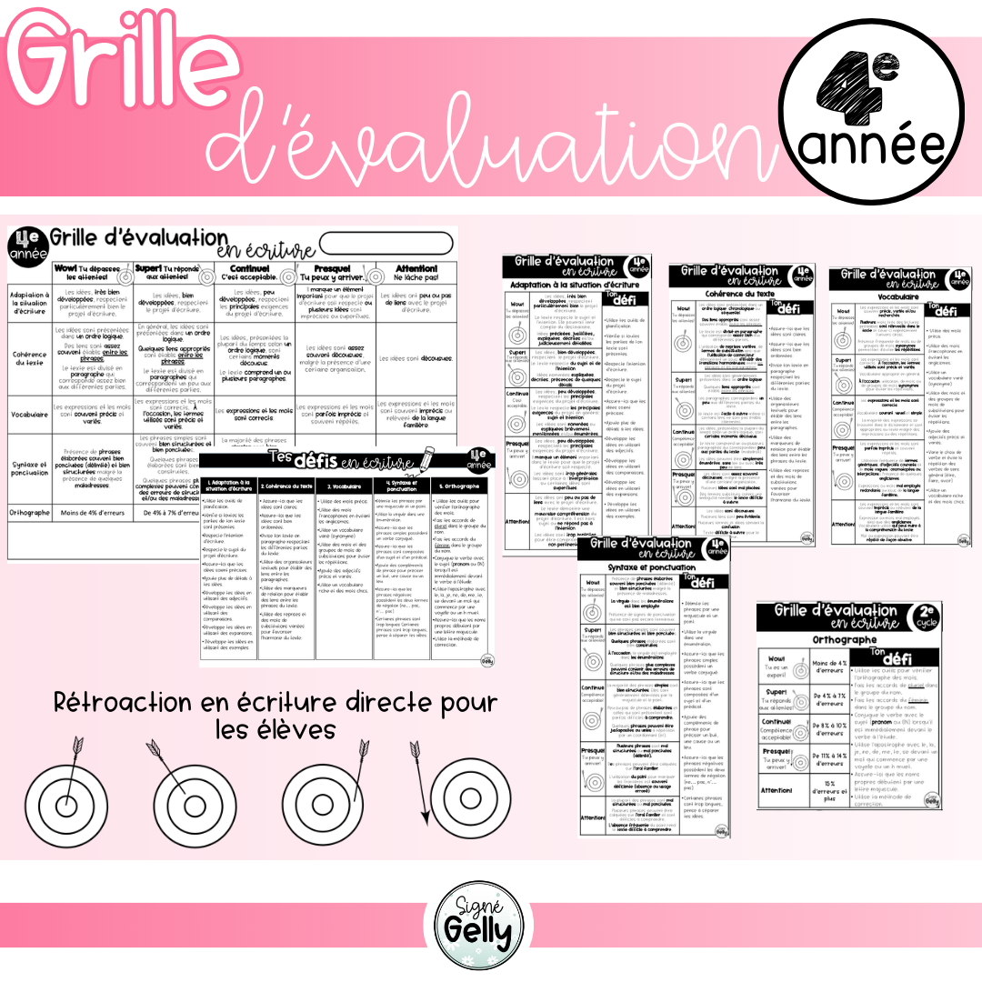 Grille d'évaluation en écriture _ 4e année