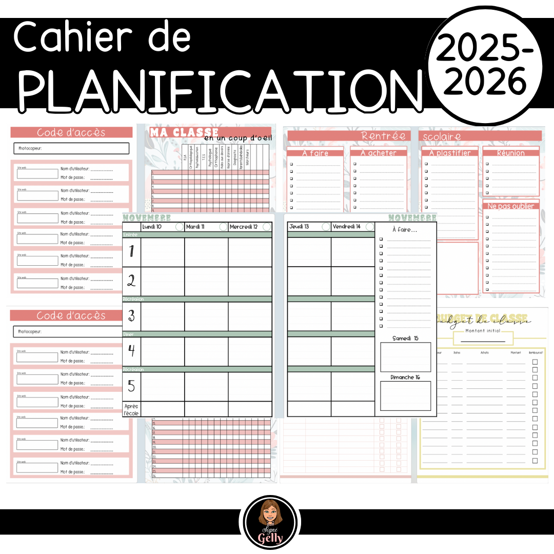 Planificateur 2025-2026- Primaire