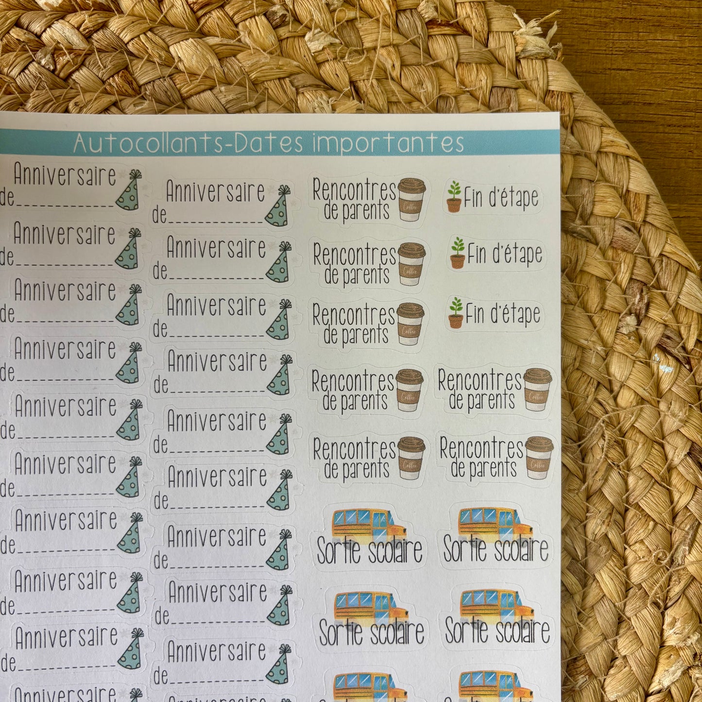 Autocollants- Dates importantes