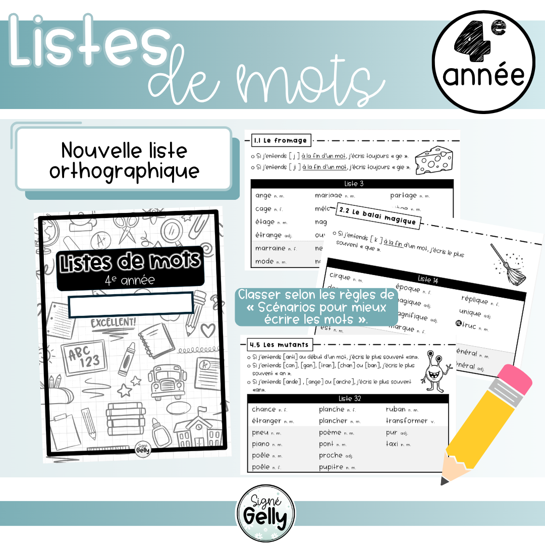 Liste de mots- 4e année