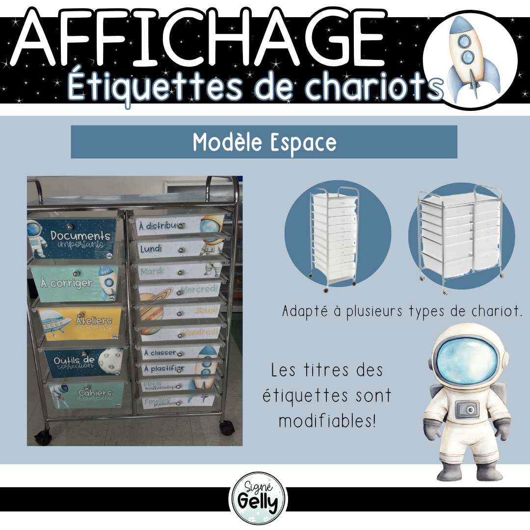 Étiquettes pour chariot - Espace