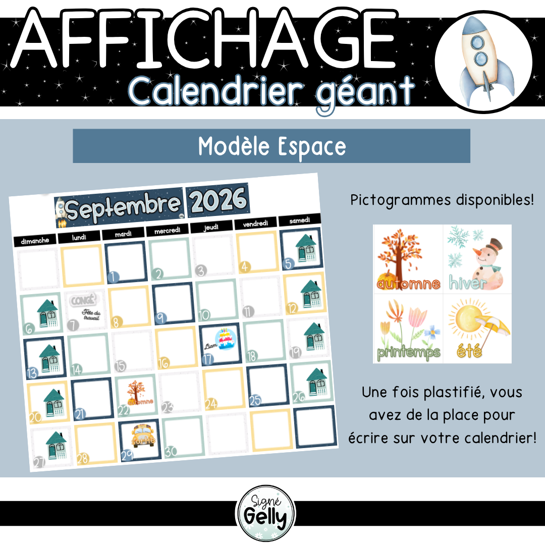 Calendrier géant- Espace
